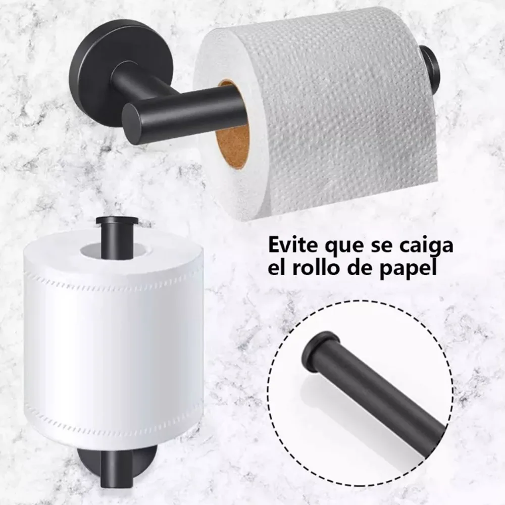 

5 PCS Stainless Steel Bathroom Hardware Set Black Durable Bathroom Accessories Set Wall Mounted Modern Towel Rack Set