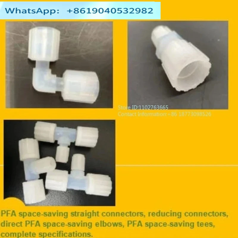 PFA space-saving straight-through reducer tees, available in a full range of sizes.