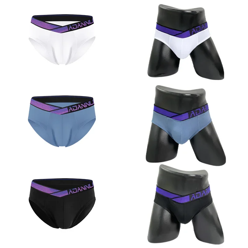 ADANNU Men's Briefs Triangle V Belt Laser Gradient Belt Cool Wind Seamless sport Breathable Quick drying underwear AD7200