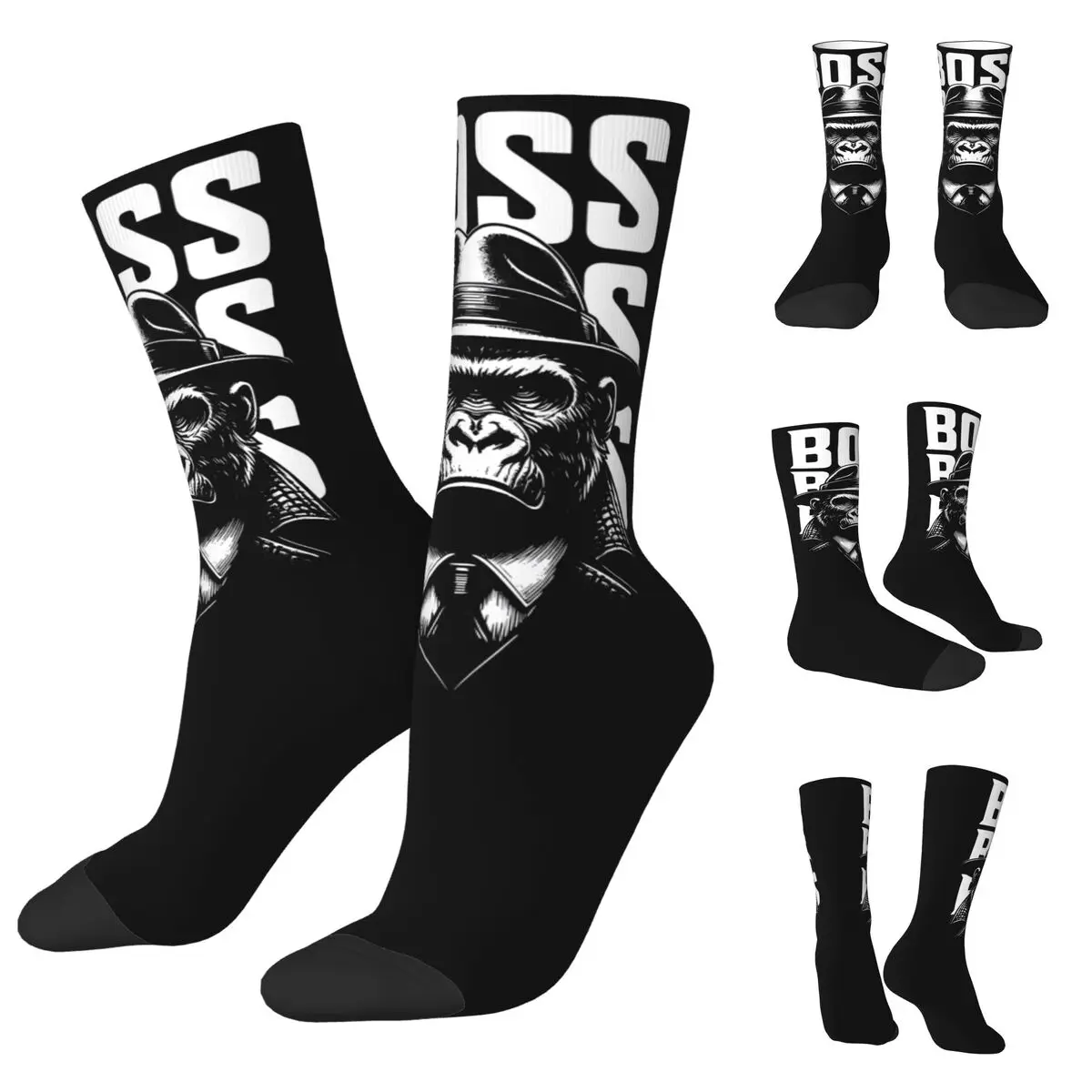 Mafia Handsome Gorilla Unisex Socks,Windproof 3D Print Happy Socks Street Style Crazy Sock