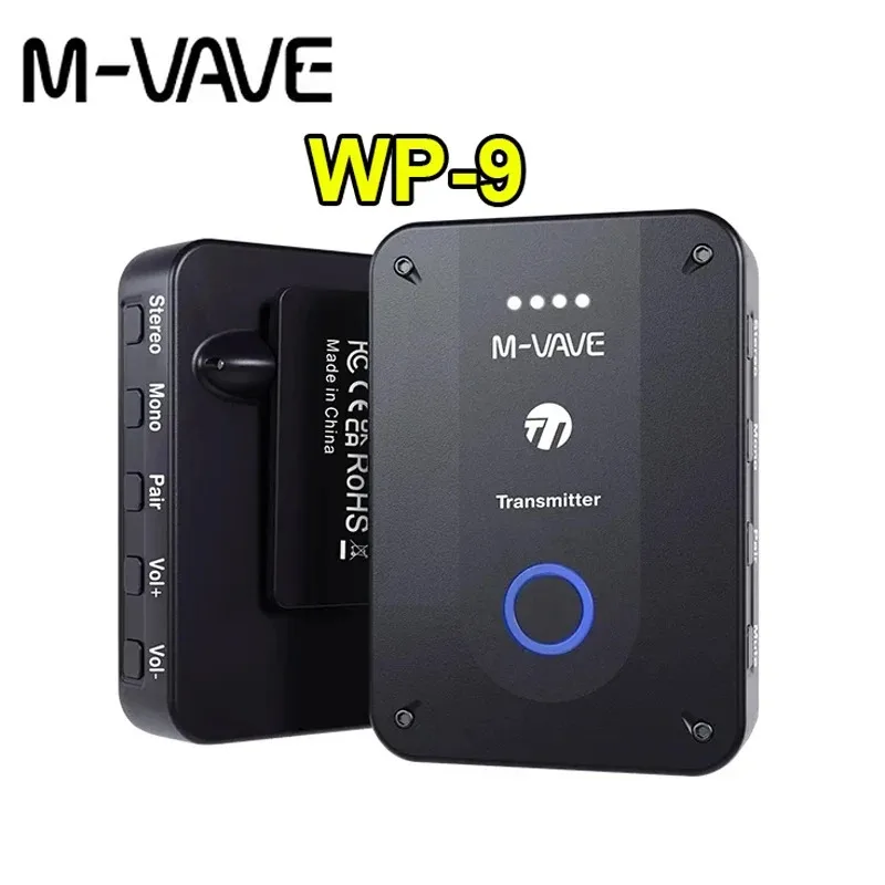 M-VAVE WP-9 2.4G Wireless System Earphone Monitor System Rechargeable Transmitter Receiver Mono Recording Function