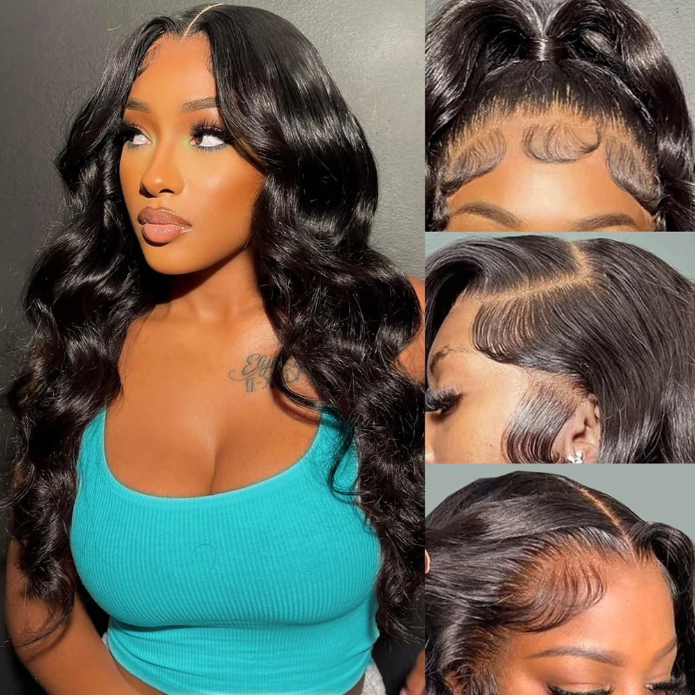 Body Wave Synthetic Lace Front Wigs Pre Plucked Natural Looking Long Wavy Ready to Go Glueless Wig For Women Daily Party