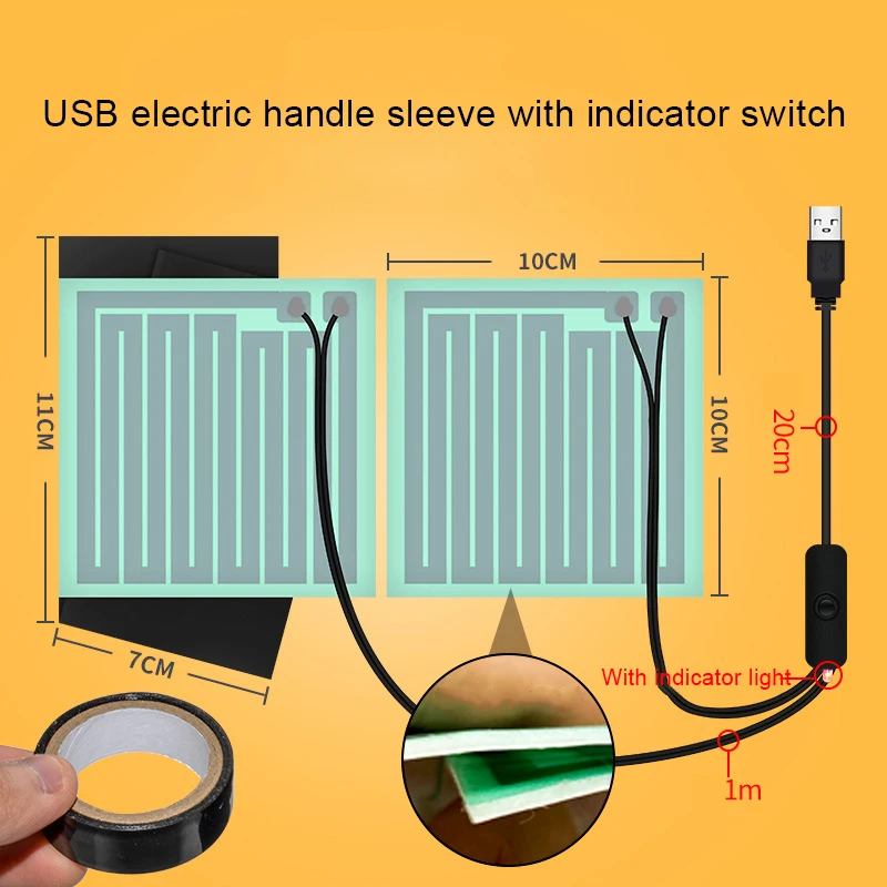 USB Adjustable Motorcycle Heated Grips Electric Motorbike Handle Heating Heater Bicy cle Winter Warm Accessory Anti-skid view 5