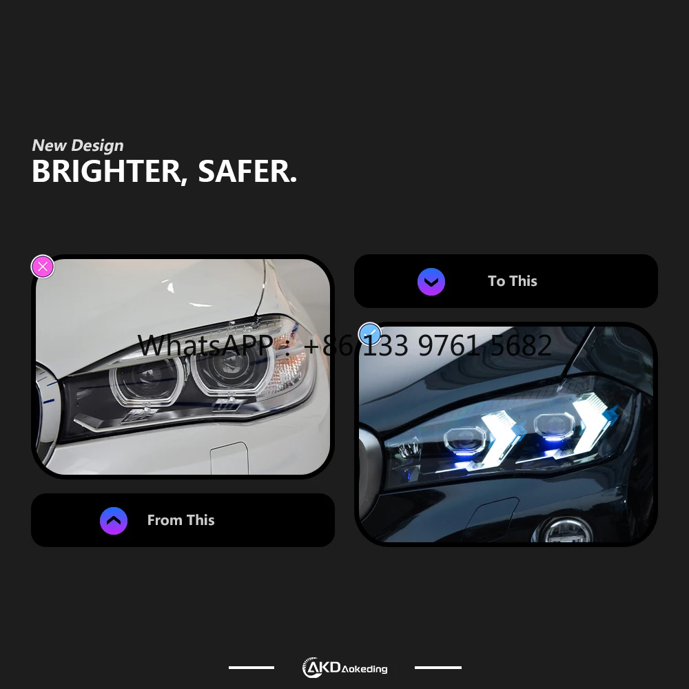 

Автомобильный Стайлинг, фара для X5, линза проектора F15 Signal X6 F16, светодиодные фары Drl, автомобильные аксессуары