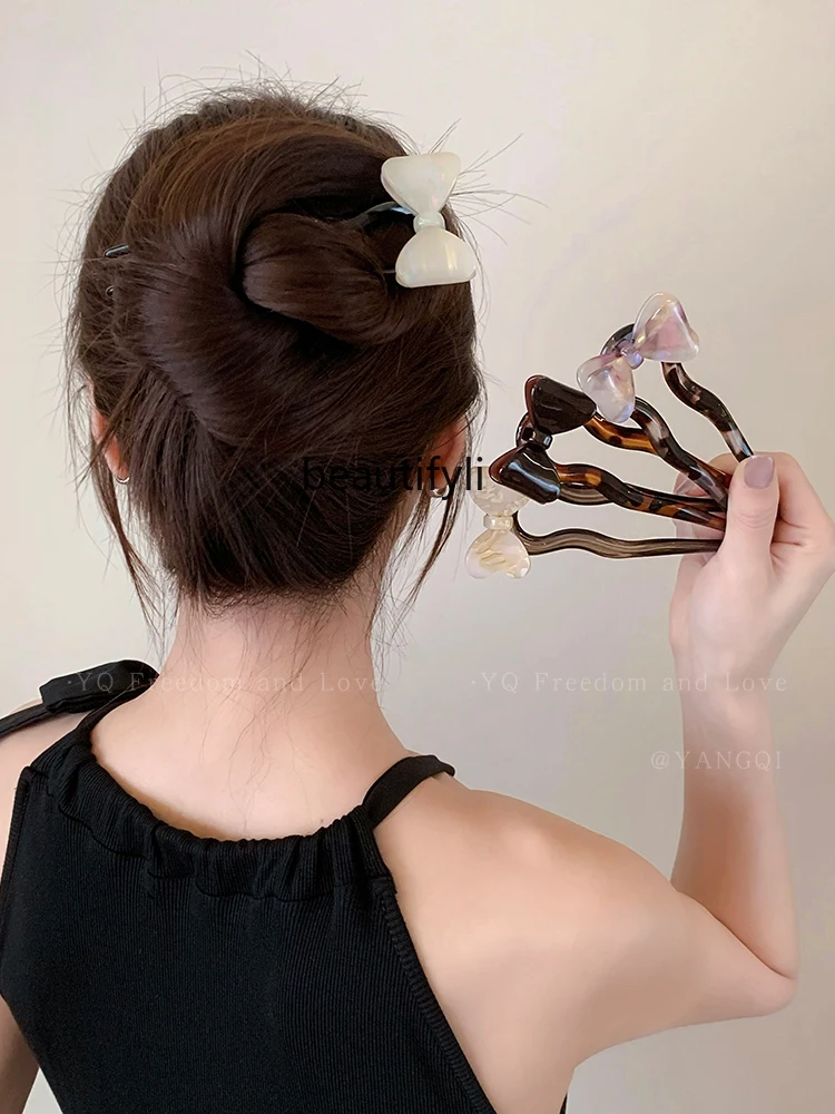 Chinese Retro U-Shaped Bow Hairpin Women's High Sense Back Head Updo Hair Clasp 2024 New Design Hair Clasp