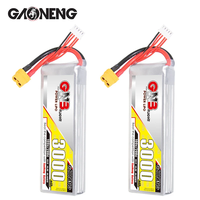 

1/2Pcs GNB 3000mAh 4S 14.8V Max 200C Rechargeable Battery For RC Car RC Helicopter Quadcopter FPV Drone Parts 4S Lipo Battery