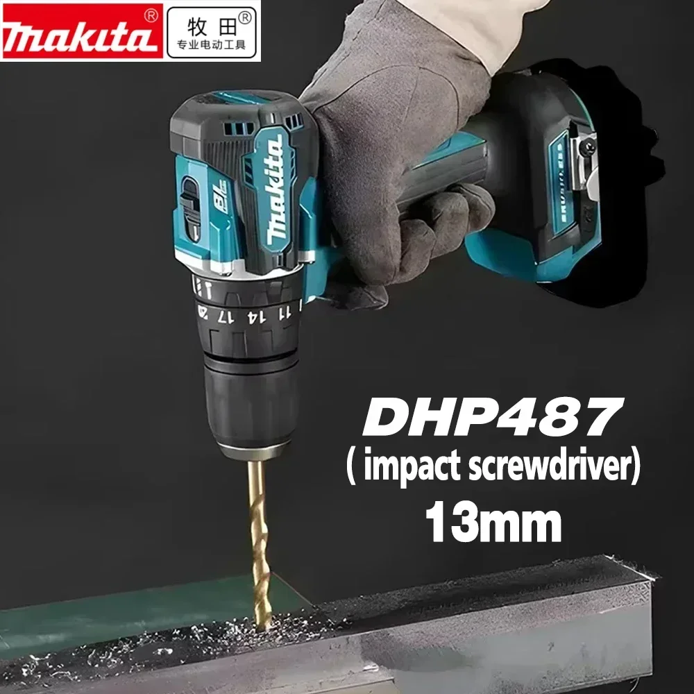 

Makita DHP487 Impact Screwdriver Multifunctional Cordless Drill Power Tool Torque Setting 2 Gear Speed Electric Screwdriver