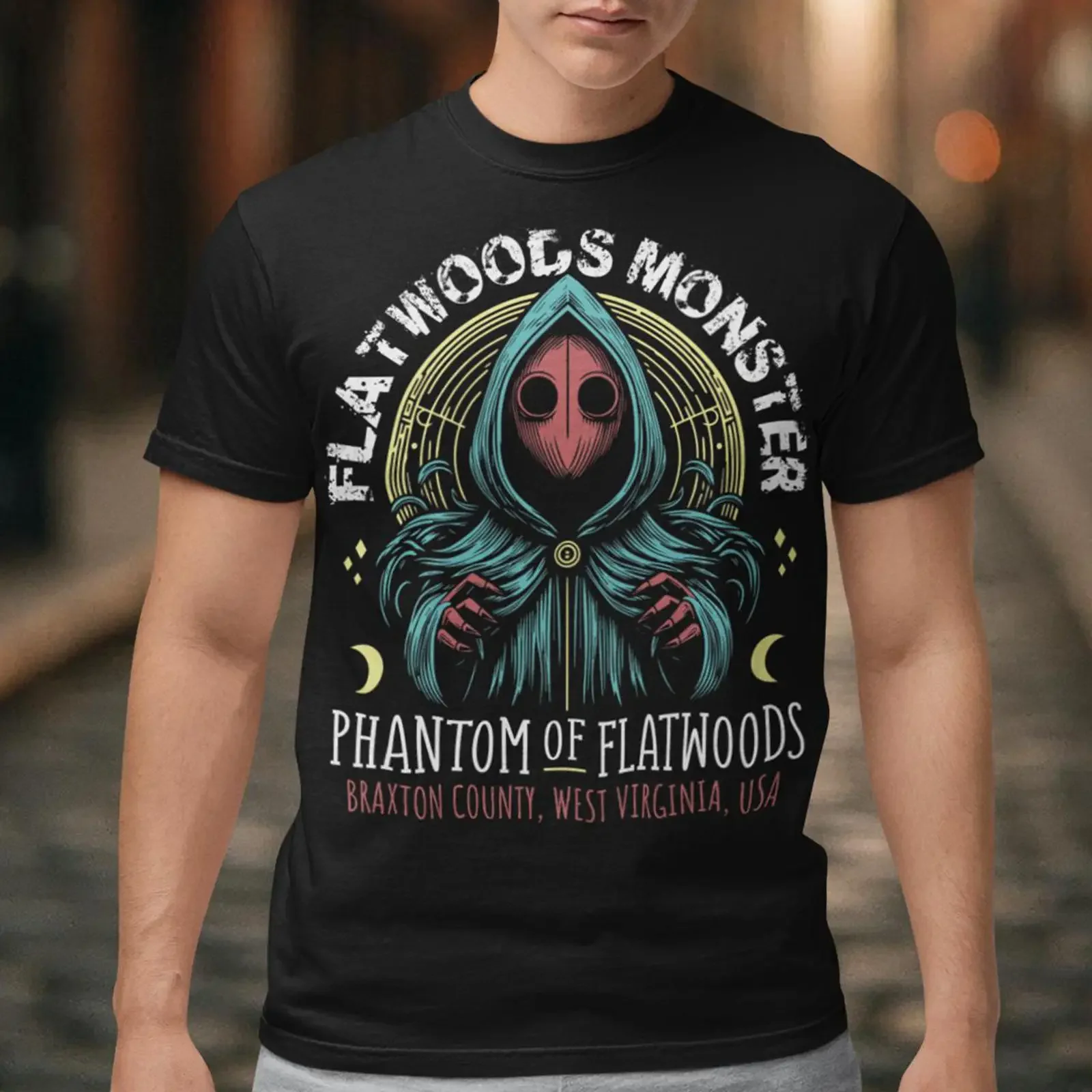 The Flatwoods Monster T Shirt Cryptozoology Phantom Of Cryptid  vintage Washed Stylish homme Breathable Casual Slightly