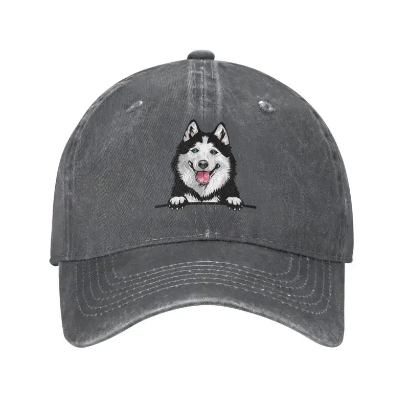 Punk Cotton Siberian Husky Baseball Cap Women Men Breathable Alaskan Malamute Dog Dad Hat Performance