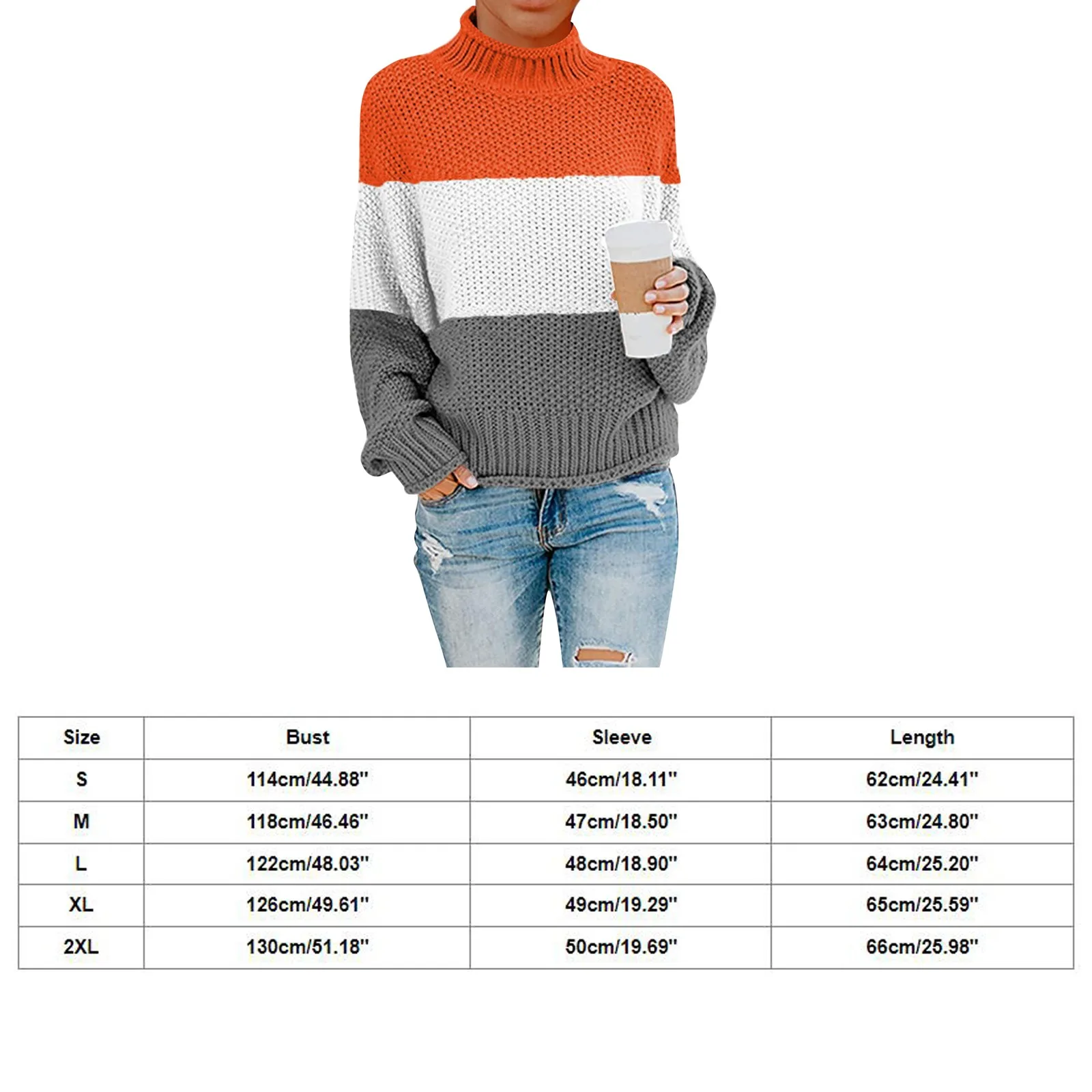 Women\'s Splicing Sweater Casual Knitting Loose Long Sleeve Pullover