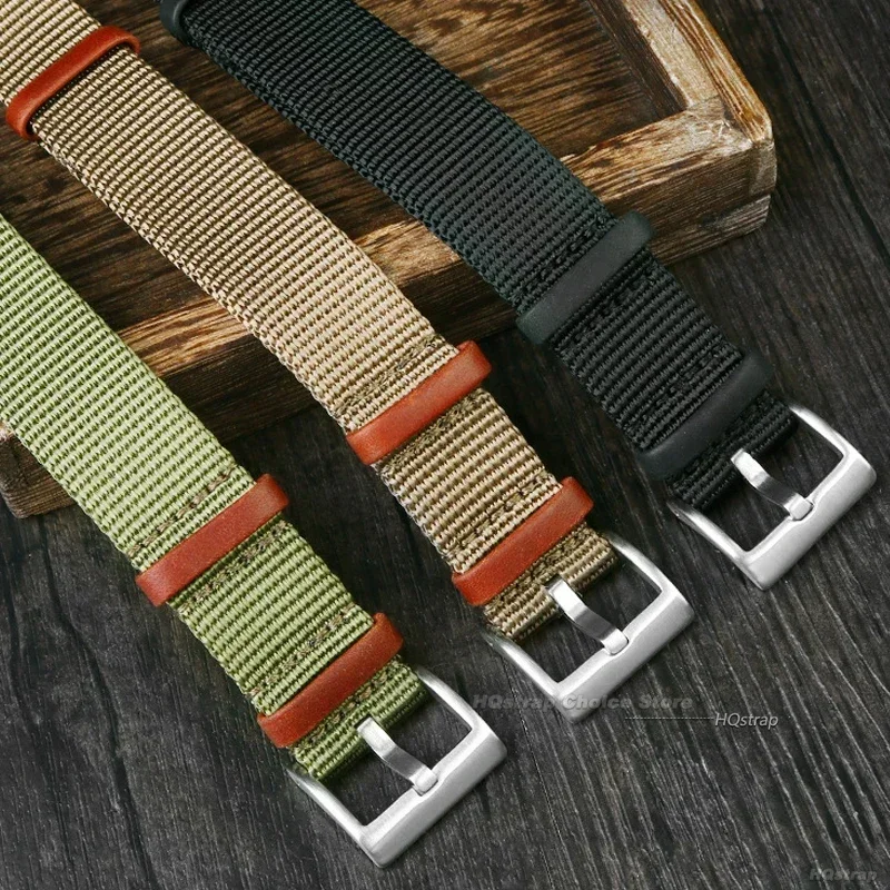 Green Black Grey 20mm 22mm Nylon Leather Strap for Women Men Sport Watchband Soft Bracelet for Hamilton Khaki Field