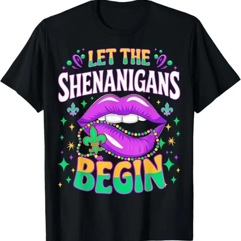 Let the shenanigans begin mardi gras kiss lips T-Shirt