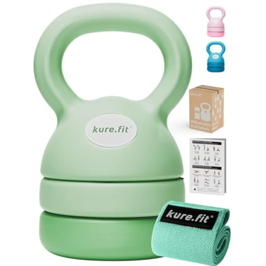 مجموعة الأوزان الأرجوانية 4 رطل من Kettlebell الأخضر 512 رطل، حل صالة الألعاب الرياضية المنزلية المدمجة لتدريبات القوة وتدريبات الجسم بالكامل