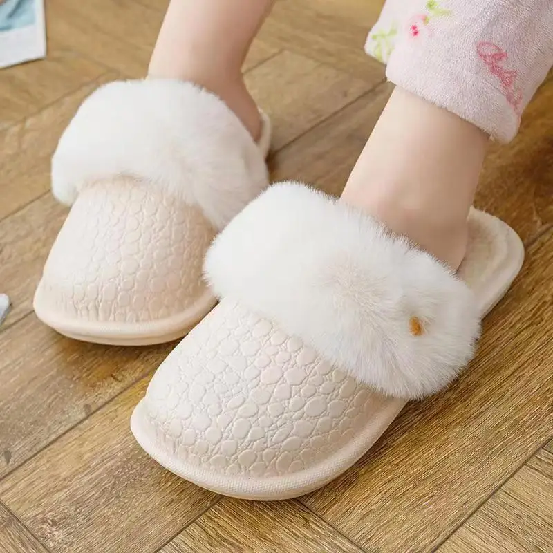 

Женские водонепроницаемые хлопковые тапочки Baotou, новые зимние тапочки с мягкой подошвой, нескользящие, плюшевые, сохраняющие тепло, домашние тапочки, легкие пушистые тапочки