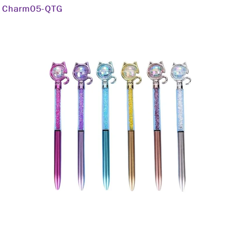 

НОВИНКА: 2 шт. креативных блестящих ручек со стразами, ручка с мультяшным котом, милые канцелярские товары, подарок для студентов и офиса