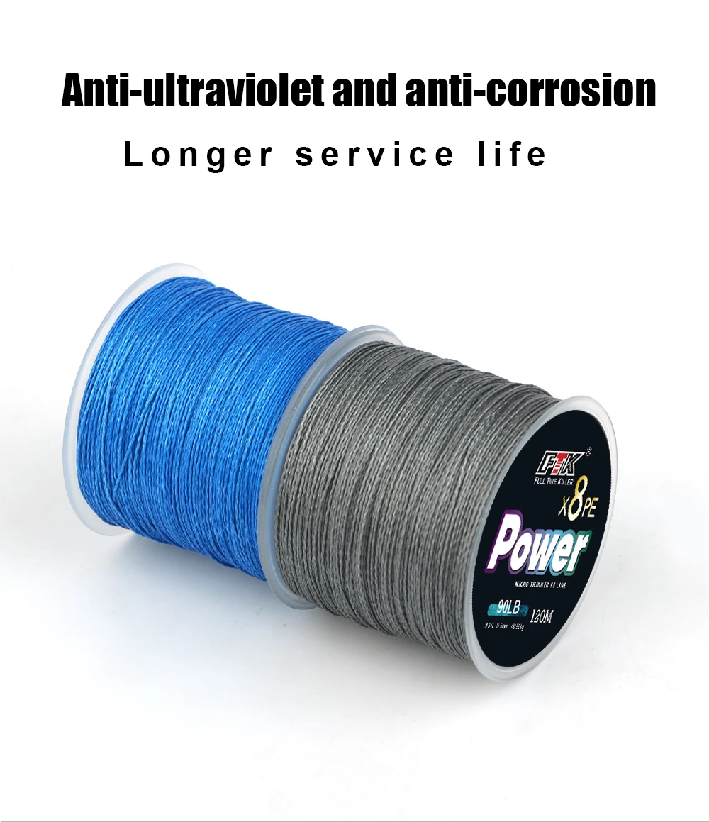 FTK 8X Angelschnur 120M 8-Strang Geflochtene Angelschnur Multifilament PE-Schnur für Karpfenangeln – Detail 7