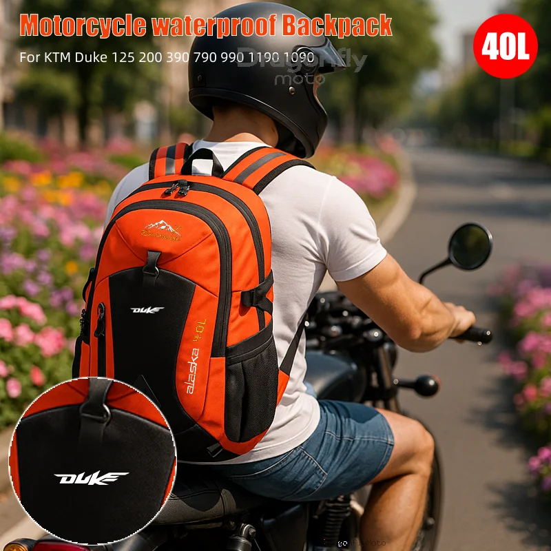 

Duke Logo Waterproof Motorcycle Backpack Hiking Lightweight Trekking Fishing Duffel Bag For KTM Duke 125 200 390 790 990 1190