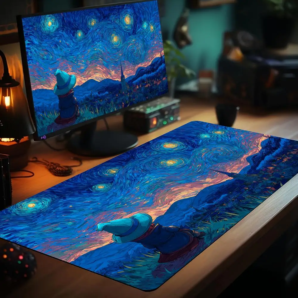 Tapis de jeu de carte magique avec zone étoile lune nuit magicien magique MTG tapis de jeu tapis de jeu tapis de bureau tapis de jeu de bataille de commandant
