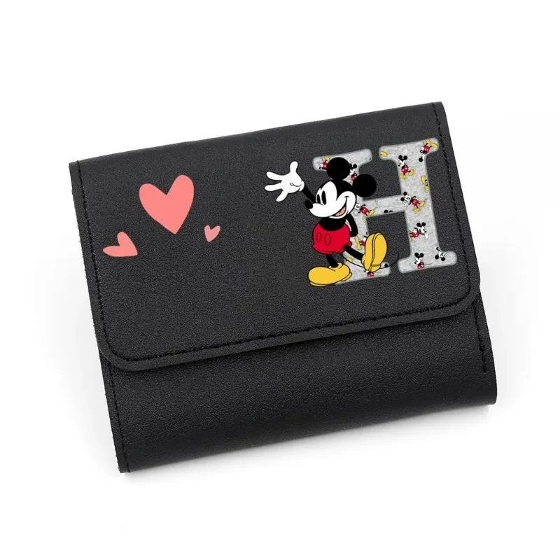 Cartera de mujer con letras de Mickey Mouse A-z de Disney, Mini billeteras para mujer, monederos, billeteras femeninas, tarjeteros de Mickey, monederos para mujer