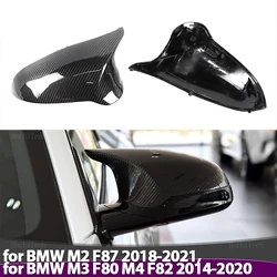 2x Real Carbon Fiber Side Wing Rearview Mirror Cover Cap For BMW M2 E87 18-21, M3 F80 M4 F82 14-20 Left Hand Drive