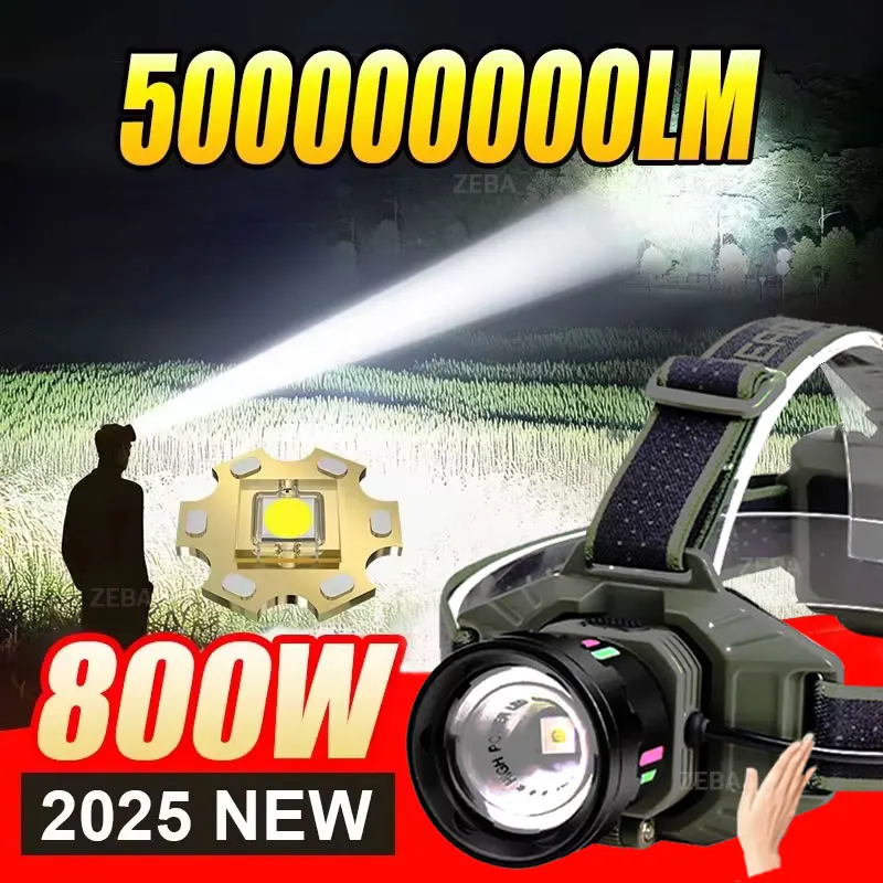 

Самый мощный светодиодный налобный фонарь 5000000LM с датчиком, высокомощный налобный фонарь, перезаряжаемый налобный фонарь 18650 для рыбалки и кемпинга
