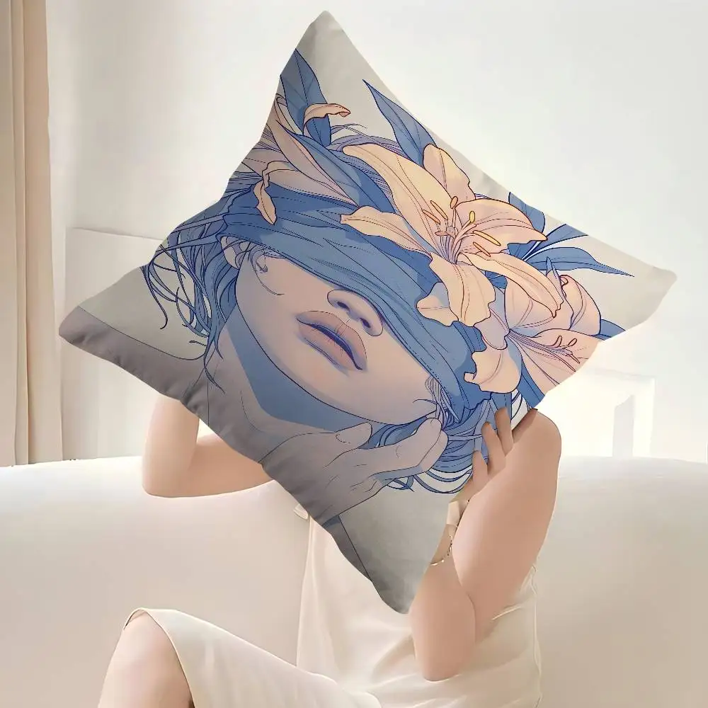 Poszewka na poduszkę z motywem kwiatów, opaska na oczy, dekoracyjna poduszka, dekoracja domu, poszewki na poduszki