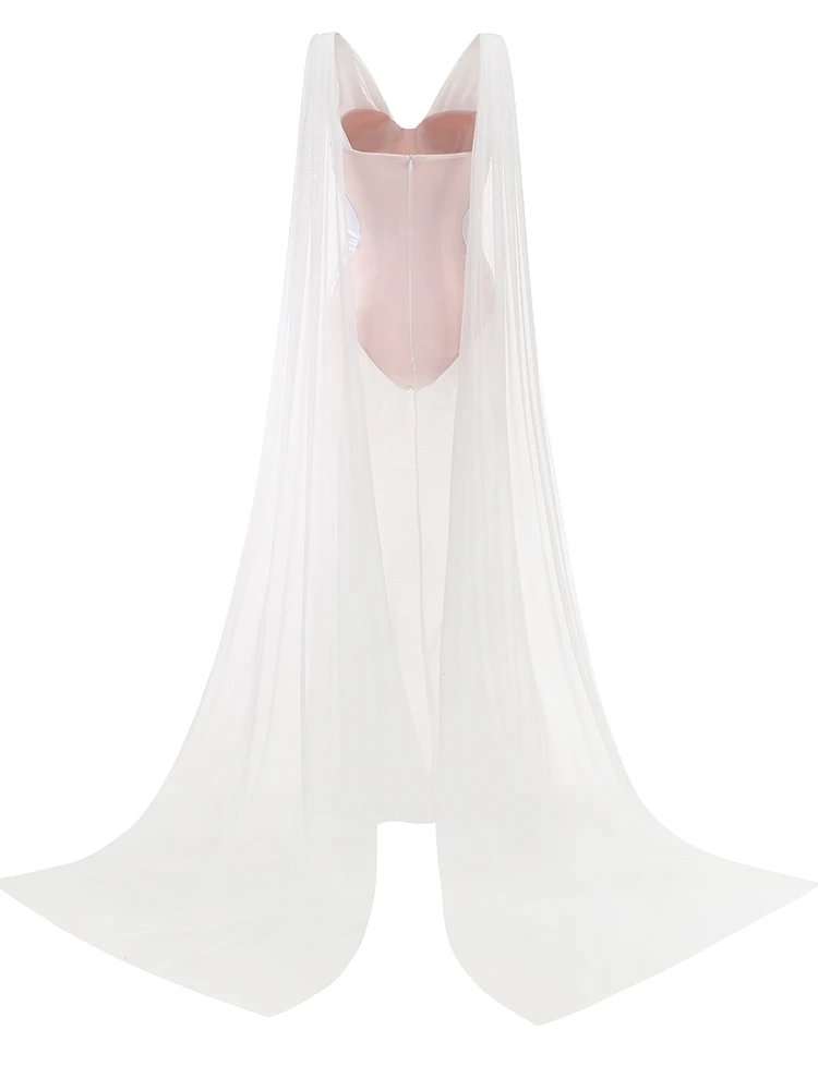 Vestido sexi drapeado con escote en V profundo hasta el suelo para mujer, vestido largo ajustado sin mangas de retazos blancos, vestidos largos ajustados para fiesta de noche y cóctel