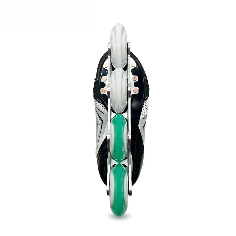 Professional 4-Wheel Inline Speed Skates, Black PVC & PU Fabric Roller Hockey Skating Shoes for Adult Men Outdoor Sports