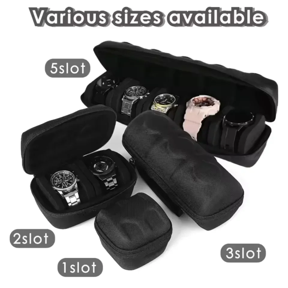 حقيبة سفر محمولة للساعة، منظم صندوق تخزين مع إدخال إسفنجي لساعة Apple Watch Huawei Samsung Smartwatch متعددة الفتحات