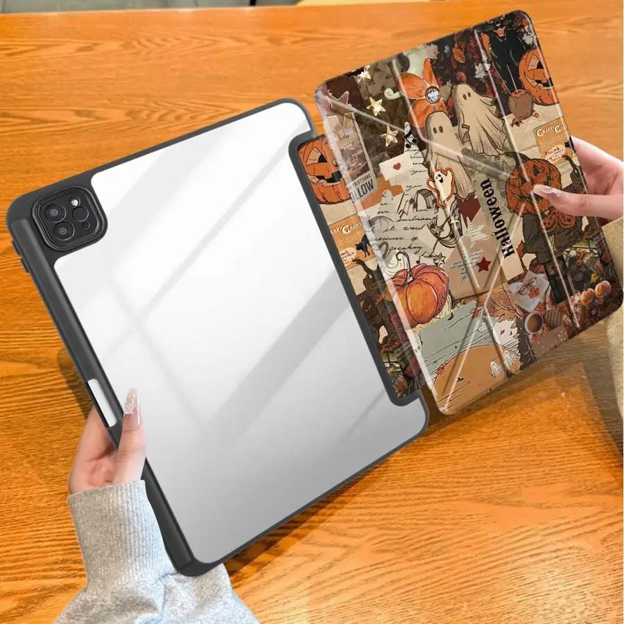 Ghost Maple Halloween Case for Apple iPad Pro M4 13 2025 2026 10th Gen 11th 9th Air 8 M2 M3 3 Mini 7 6 5 12th with Pencil Slot