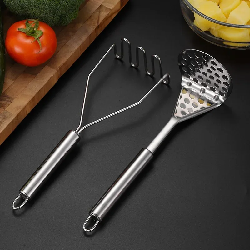 Stainless Steel Manual Potato Press Masher Baby Food Supplement Masher Wave-shaped Potato Press Kitchen Gadget