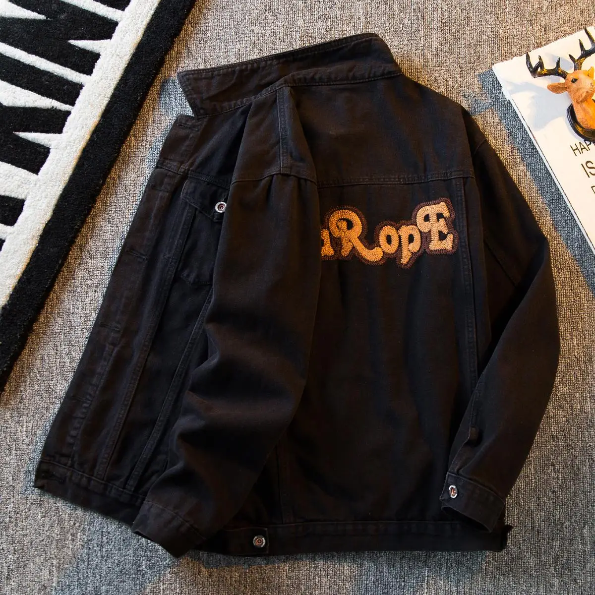 

Bla Denim Jaet Мужской весенне-осенний рушник с вышивкой и воротником-стойкой Спецодежда Jaet Stand Fit Long Sve Warmth