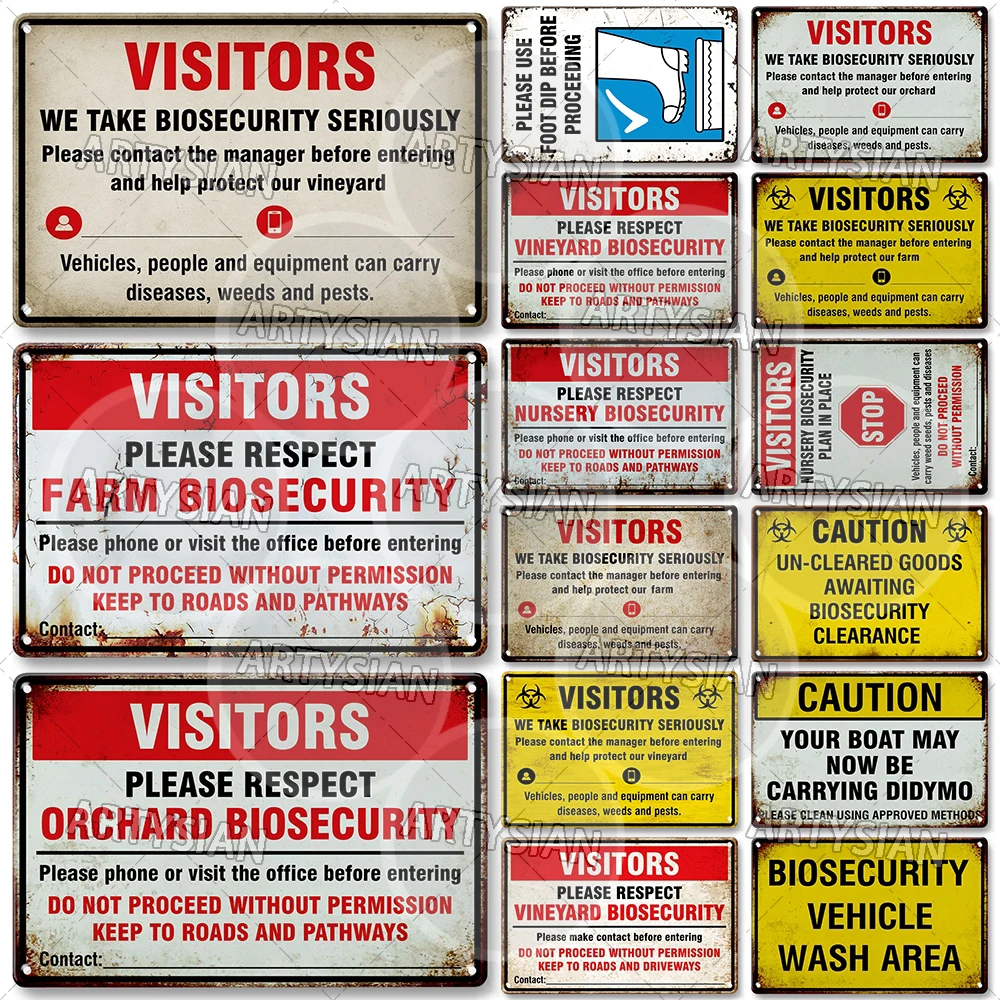 Orchard Nursery Farm Vineyard Biosecurity Warning Metal Sign Public Health Safety Plaque Restricted Area Water Pollution