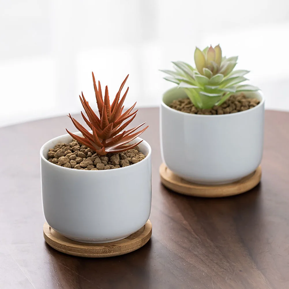 

6pcs Bamboo Planter Trays Dripping Saucers for Flower Pot Bases Round Succulent Plants Pot Drainage Drip Tray