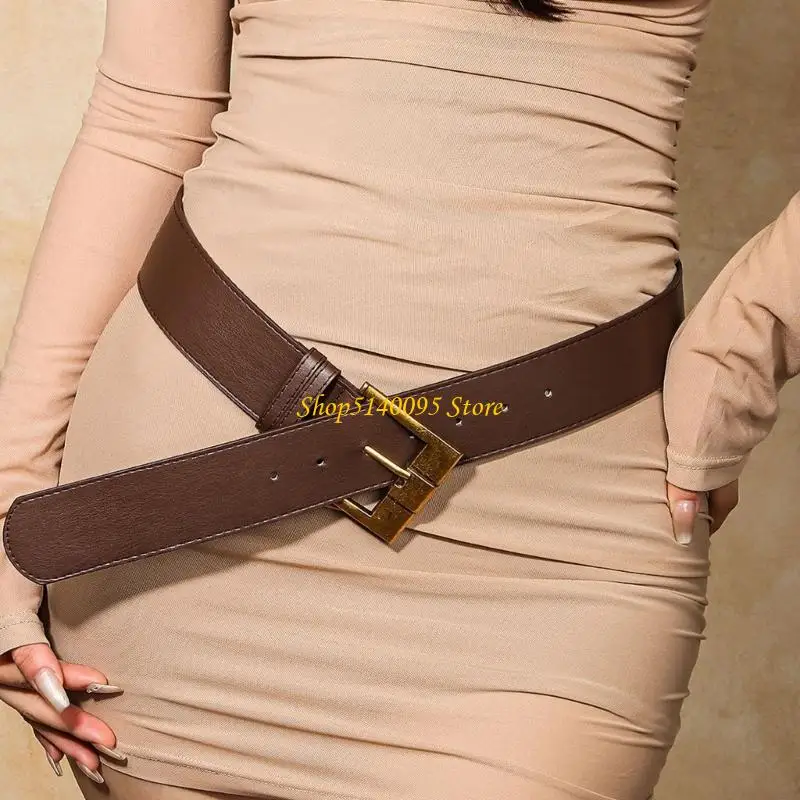 Dxae Western Square Buckles Wide eo Belt cho các bộ trang phục khác nhau để trang phục áo len quần trang trí cho hàng ngày