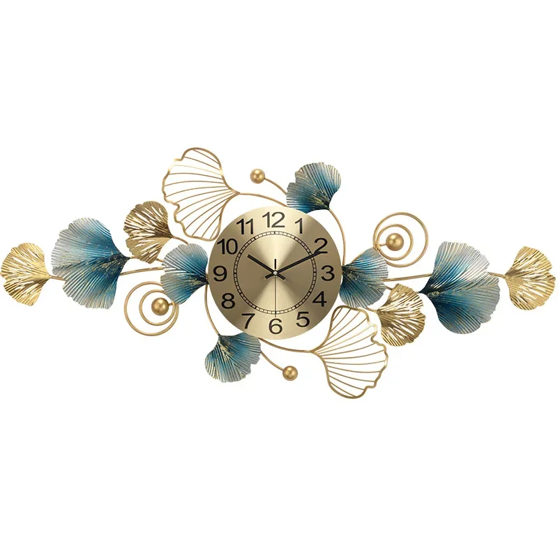 

Chinese Style Living Room Fashion Home Clock Light Luxury Ginkgo Leaf Creative Clocks Wall Clock Wall Decorations Pocket Watch