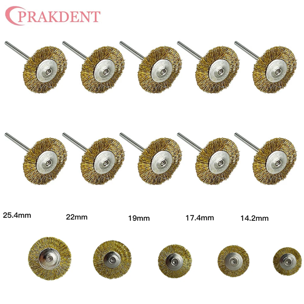 Dental Polishing Brush Curved Copper Wire Flat Brush Hair Rotary Grinding Tool Low Speed Buff Dental Lab Materials 10pcs