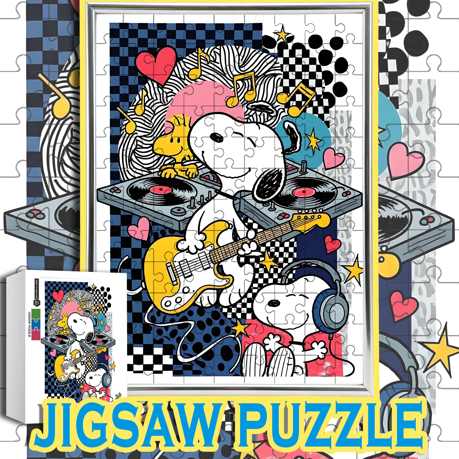 

Snoopy DJ & Guitar Player Retro Pop Art Music Party Wooden Jigsaw Puzzle 108/200/300/500/1000pcs Color Box