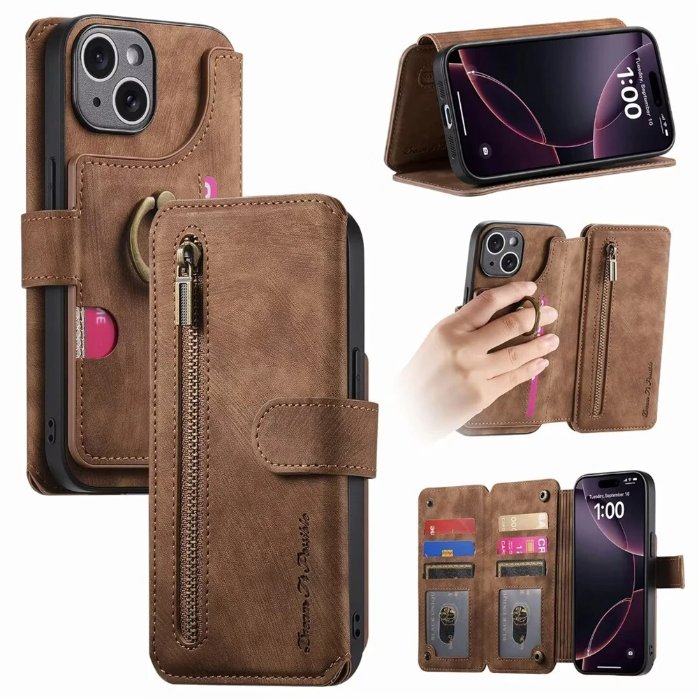 Card Flip Case For MOTO G Play 2024 Power Stylus 5G E20 E30 E40 G34 G45 Phone Case Retor Zipper Exotic Leather Cell Wallet Cases