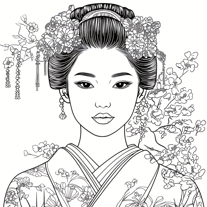1pc Japanese Lady Coloring Book for Adult Stress Reduction | Colouring Book for Relax and Mood Reduction Christmas Gifting