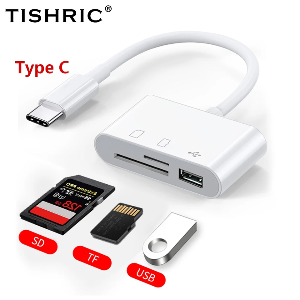 TISHRIC Type C Micro USB Adapter USB TF SD Card Reader USB-C Memory Card Adapter For Macbook Samsung Huawei XiaoMi Laptop Phone