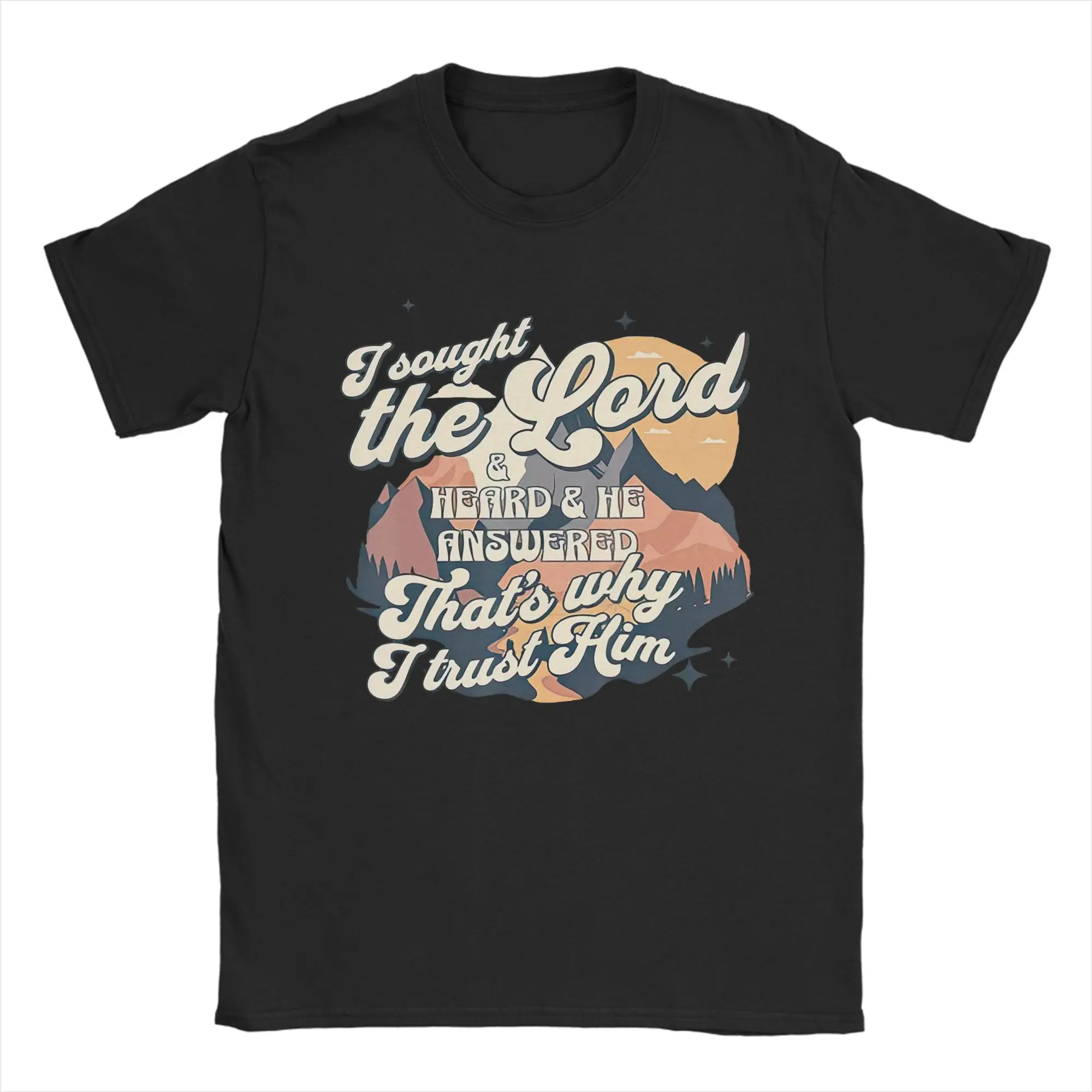 Men T-Shirt I Sought The Lord And He Answered  Vintage Cotton Tees Short Sleeve  T Shirts Crewneck Clothing Summer