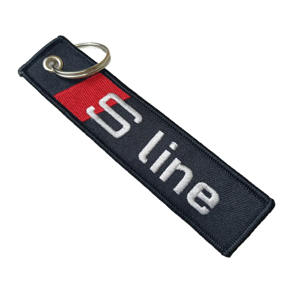 

Audi Keychain Embroidery Emblem Nylon Fabric Woven Label Keyring For Sline A3 8P A4 B8 Q3 A6 Car Accessories Men Cool Gifts
