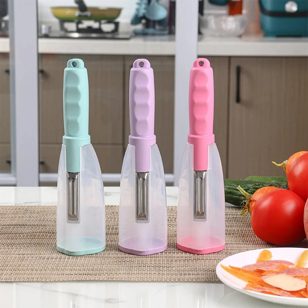 Cuchillo pelador multifuncional para el hogar, utensilio de almacenamiento con tubo de almacenamiento, suministros de manzana