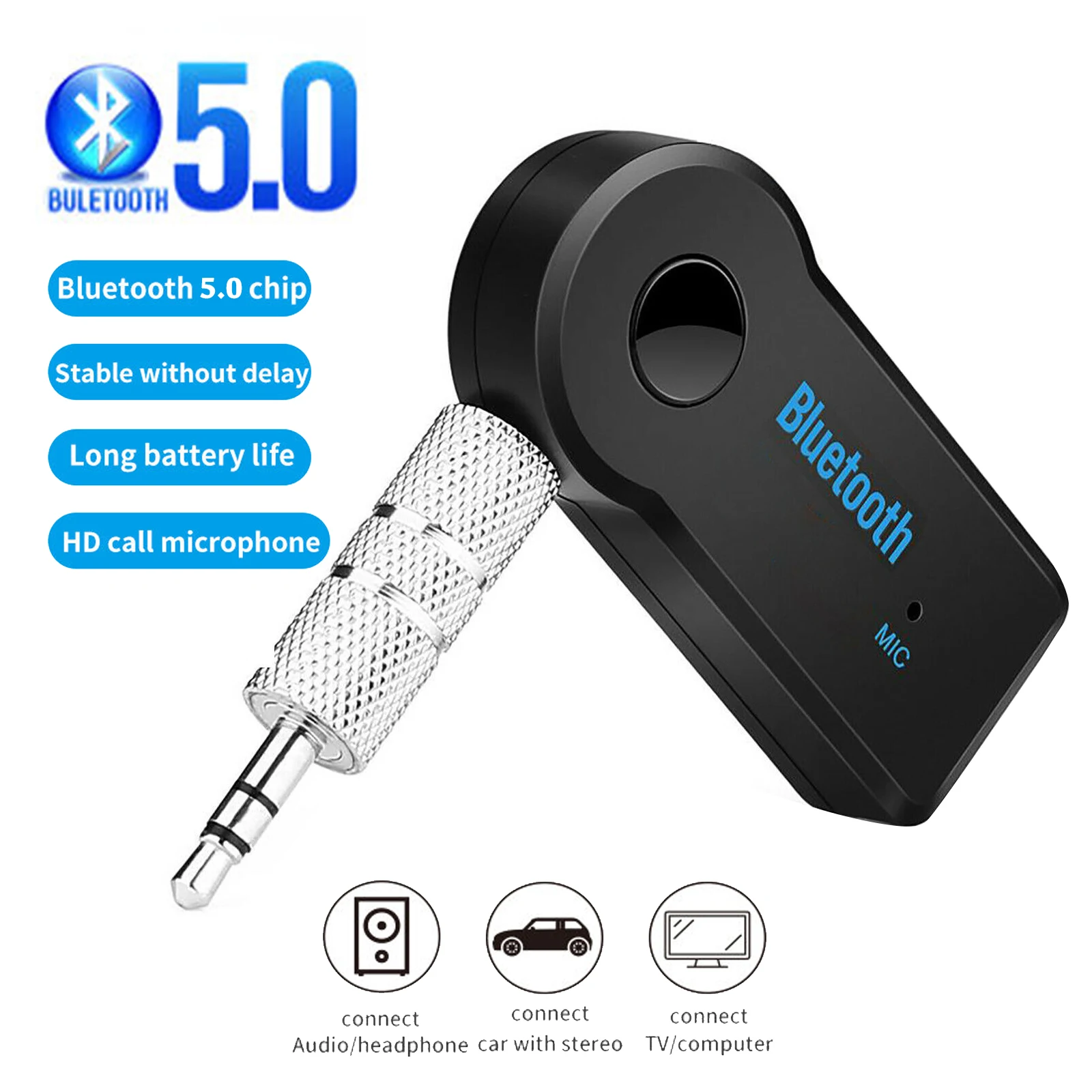 2 IN 1 Wireless Bluetooth Receiver Transmitter Bluetooth Adapter Dongle 3.5mm Jack AUX Audio Headphone Handfree For PC Car radio