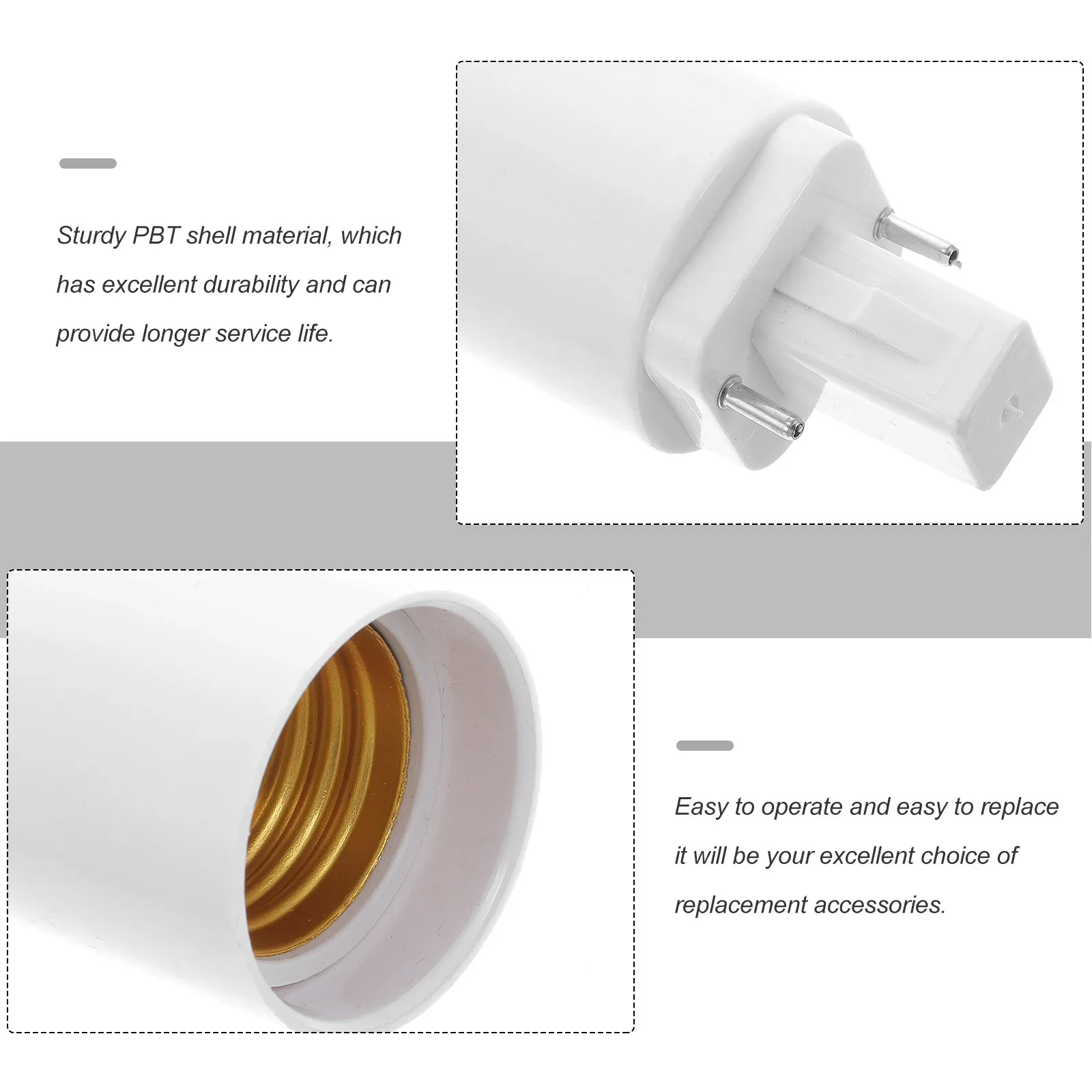 4Pcs G24d to E27 Light Bulb Adapter Socket Converter Lamp for LED Halogen Filament Bulbs Nickel Plated Pins Simple