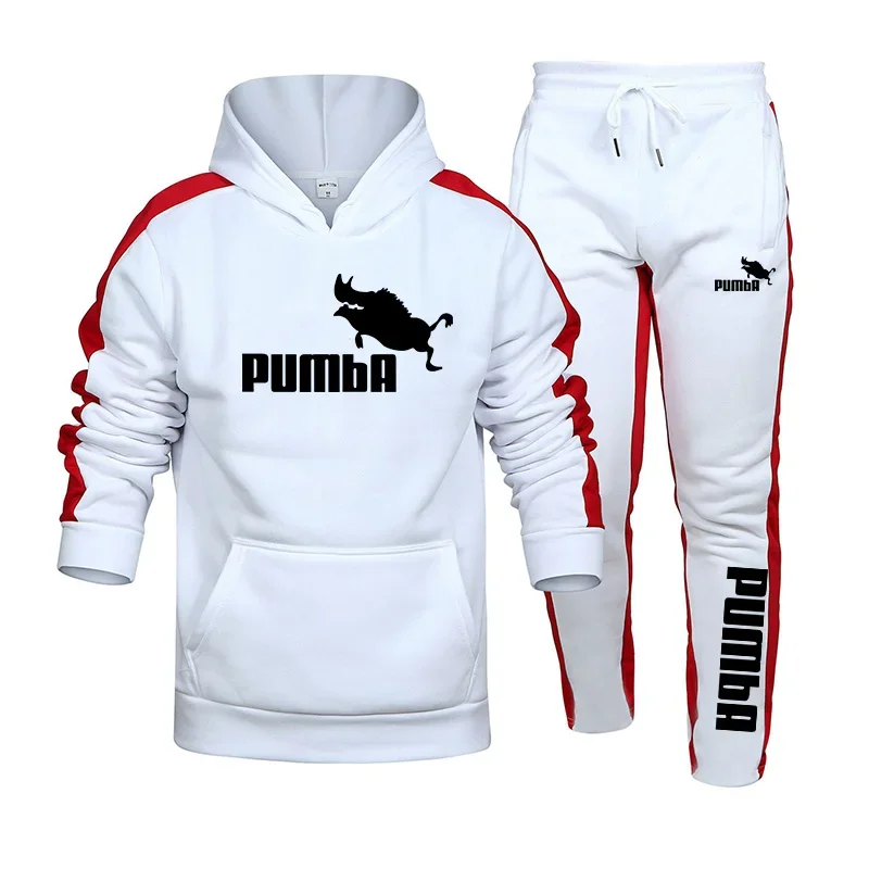 

Autumn Winter Mens Tracksuit Print Hooded Sweatshirts Sweatpants 2 Pieces Set Gym Jogging Suit Hot Sales Casual Sports Clothing