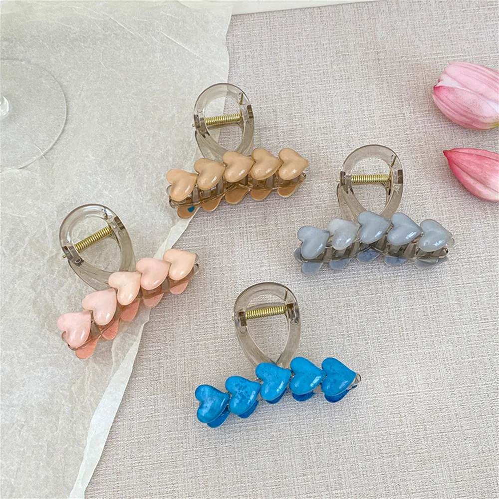 Jelly Colored Heart-shaped Hair Clip Korean Style Women's Back of the Head New Acrylic Shark Clip Sweet Hair Accessory