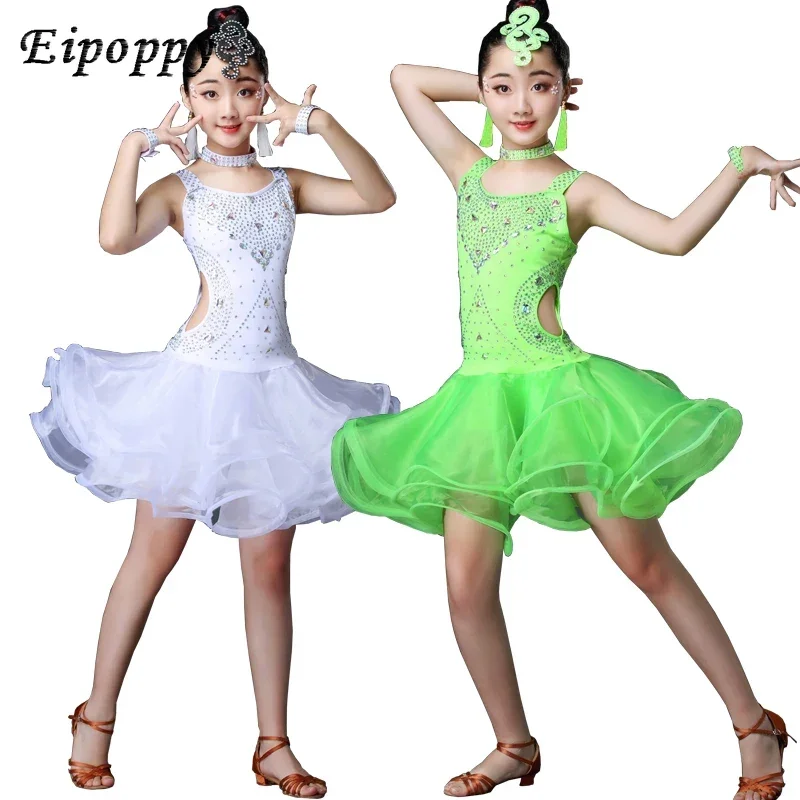 Salsa Dance Performance Trajes para Meninas, Vestido de Patinação Artística, Roupas Rave, Roupas Infantis, Roupas de Competição