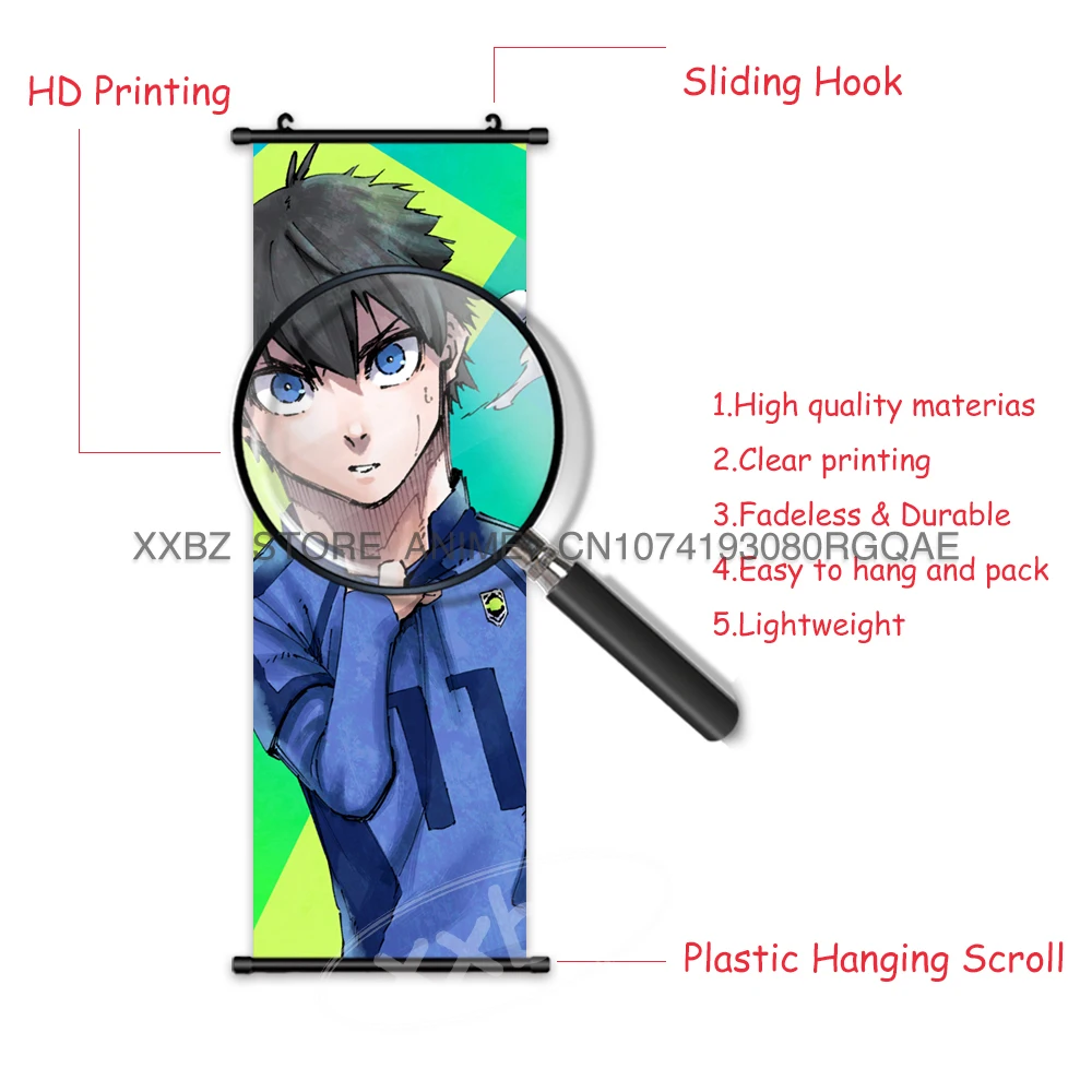 Blue Lock Scrolls Bilder Leinwand Poster Japanische Anime Wandkunst Isagi Yoichi Hängende Malerei Chigiri Hyoma Home Dekoration – Detail 6